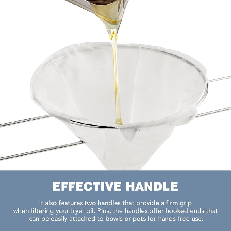 AYUSEB 10” Reusable Cone Filter Bag for Frying Oil - with Folding Arms to Attach to Deep Fryers, Cooking Oil Filter Holder, Maple Syrup Cone Filter Stand - Durable Construction - Easy to Clean - Image 4